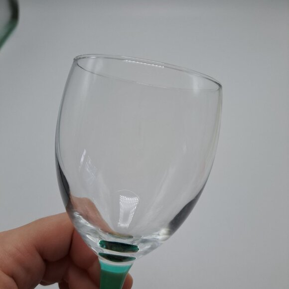 Luminarc Green Stem Glass Goblet Elegant Clear Glassware France - Picture 7 of 9